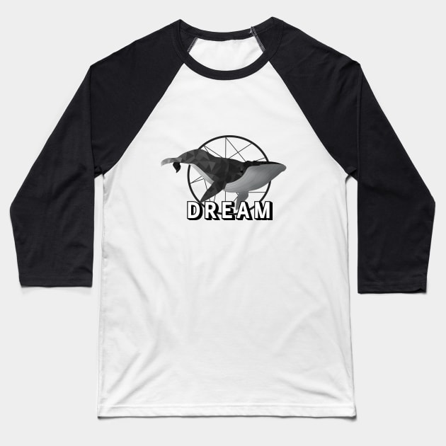 Black dream whale Baseball T-Shirt by Faq-Qaf